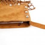 Wholesale fringe crossbody bag soft vegan suede long adjustable strap studded tr