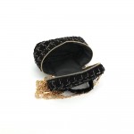 Wholesale tweed vanity box bag gold chain strap top zip closure knotted top hand