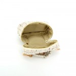 Wholesale tweed vanity box bag gold chain strap top zip closure knotted top hand