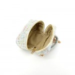 Wholesale tweed vanity box bag gold chain strap top zip closure knotted top hand