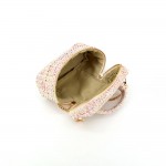 Wholesale tweed vanity box bag gold chain strap top zip closure knotted top hand