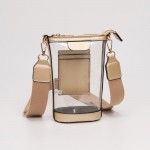 Wholesale clear Rectangular Cross Body Bag Vegan Leather Trim Full Zip Closure T