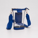 Wholesale clear Rectangular Cross Body Bag Vegan Leather Trim Full Zip Closure T