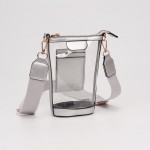 Wholesale clear Rectangular Cross Body Bag Vegan Leather Trim Full Zip Closure T