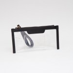 Wholesale clear Wristlet Vegan Leather Trim Full Zip Closure One Internal Card H