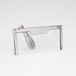 Wholesale clear Wristlet Vegan Leather Trim Full Zip Closure One Internal Card H