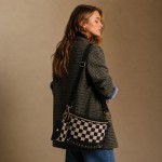 Wholesale do Everything Love Vegan Leather Canvas Checker Cross Body Bag Full Zi