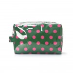 Clear Coat Polka Dot Pouch 

- Full Zip Closure
- Lined Body 
- Side Handle 
- Approximately 8" L X 5" T X 3.5" D