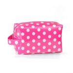 Clear Coat Polka Dot Pouch 

- Full Zip Closure
- Lined Body 
- Side Handle 
- Approximately 8" L X 5" T X 3.5" D