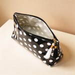 Wholesale clear Coat Polka Dot Pouch Tassels Full Zip Closure Lined Body L T D