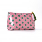 Wholesale clear Coat Polka Dot Pouch Tassels Full Zip Closure Lined Body L T D