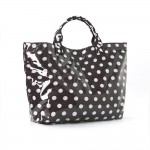 Wholesale polka Dot Clear Coat Tote Bag Snap Closure Lined Body Internal Zip Poc