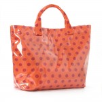 Wholesale polka Dot Clear Coat Tote Bag Snap Closure Lined Body Internal Zip Poc