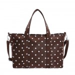 Wholesale soft Nylon Polka Dot Tote Bag Full Zip Closure Lined Body Inner Zip Cl