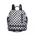 Wholesale nylon Checker Backpack Vegan Leather Details Front Zip Pocket Side Ope