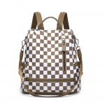 Wholesale nylon Checker Backpack Vegan Leather Details Front Zip Pocket Side Ope