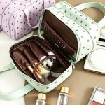 Wholesale handled travel cosmetic bag double zip closure rectangular profile pac