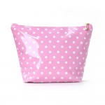 Wholesale polka Dot Makeup Bag glossy finish wipes clean seconds roomy zip top p