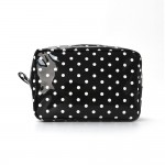 Wholesale polka dot cosmetic pouch zip top opening side pull tab makes it easy
