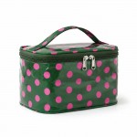 Wholesale polka dot train case zip lid top carry handle roomy single compartment