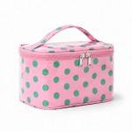 Wholesale polka dot train case zip lid top carry handle roomy single compartment