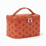 Wholesale polka dot train case zip lid top carry handle roomy single compartment