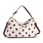 Wholesale polka dot shoulder bag soft slouchy body top zip closure removable str