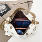 Wholesale polka dot shoulder bag soft slouchy body top zip closure removable str