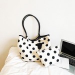 Wholesale polka Dot Tote Bag roomy interior sturdy shoulder handles matching pou