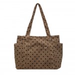 Wholesale quilted polka dot tote bag roomy main compartment twin shoulder straps