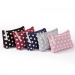 Wholesale polka Dot Zip Cosmetic Pouch canvas classic dot print contrast zipper