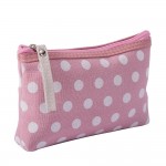Wholesale polka Dot Zip Cosmetic Pouch canvas classic dot print contrast zipper