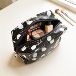 Wholesale polka Dot Boxy Cosmetic Pouch glossy finish smooth zip closure compact