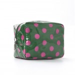 Wholesale polka Dot Boxy Cosmetic Pouch glossy finish smooth zip closure compact