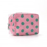 Wholesale polka Dot Boxy Cosmetic Pouch glossy finish smooth zip closure compact