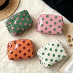 Wholesale polka Dot Boxy Cosmetic Pouch glossy finish smooth zip closure compact