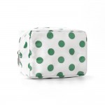 Wholesale polka Dot Boxy Cosmetic Pouch glossy finish smooth zip closure compact
