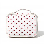 Wholesale polka Dot Makeup Case smooth faux leather zip closure structured boxy