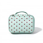 Wholesale polka Dot Makeup Case smooth faux leather zip closure structured boxy