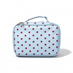 Wholesale polka Dot Makeup Case smooth faux leather zip closure structured boxy