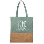 Wholesale canvas cork tote bag printed Hope more we do more we can do front hand
