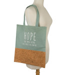 Wholesale canvas cork tote bag printed Hope more we do more we can do front hand