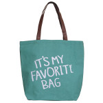 Wholesale canvas tote bag It s my bag printed front flat bottom faux leather han