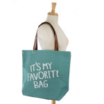 Wholesale canvas tote bag It s my bag printed front flat bottom faux leather han