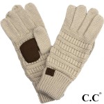 C.C G-20
Solid Ribbed Smart Touch Gloves.

- Touchscreen Compatible
- One size fits most 
- 100% Acrylic