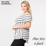 Wholesale pLUS striped short sleeve tunic top Pack breakdown pcs pack XL Composi