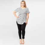 Wholesale pLUS striped short sleeve tunic top Pack breakdown pcs pack XL Composi