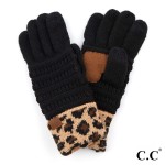 Wholesale c C G Solid Ribbed Smart Touch Gloves Leopard Print Cuff Touchscreen C