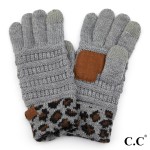 Wholesale c C G Solid Ribbed Smart Touch Gloves Leopard Print Cuff Touchscreen C