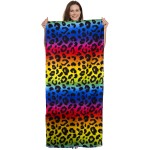 Wholesale rainbow Leopard Print Beach Towel Drawstring Bag All One Unfold bag us